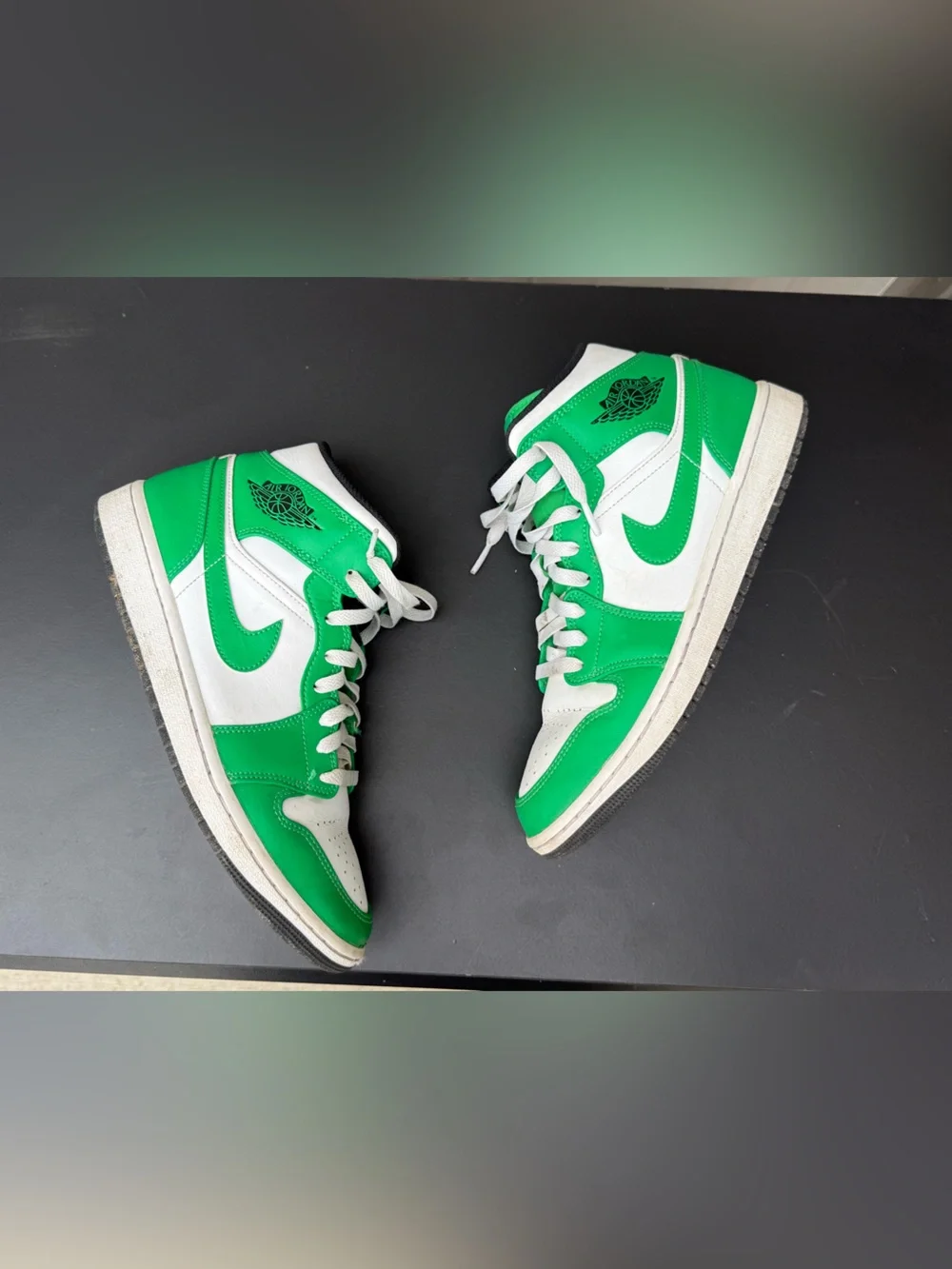 Nike Air Jordan Mid Shoe Lucky Green White Basketball Sneaker sz 9 Jordans Mids